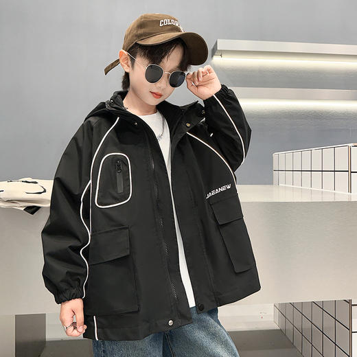 男童连帽外套2025春秋新款儿童大童风衣冲锋衣上衣男孩秋季衣服潮 商品图1