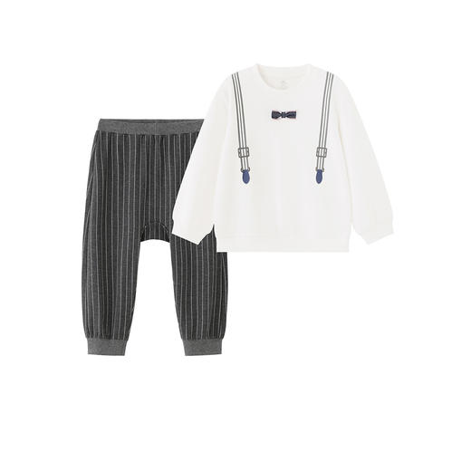 英氏儿童套装衣服秋季新款休闲男童圆领卫衣条纹休闲裤宝宝两件套 商品图4