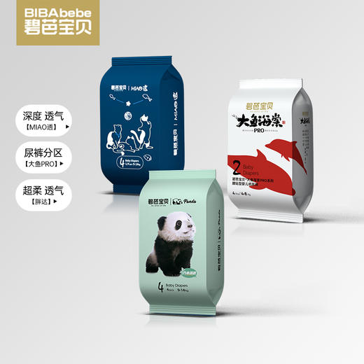 【高端系列39.9任选5件】碧芭宝贝胖达、喵透、大鱼Pro纸尿裤拉拉裤便携装，如便携装无货则默认发单片装 商品图1
