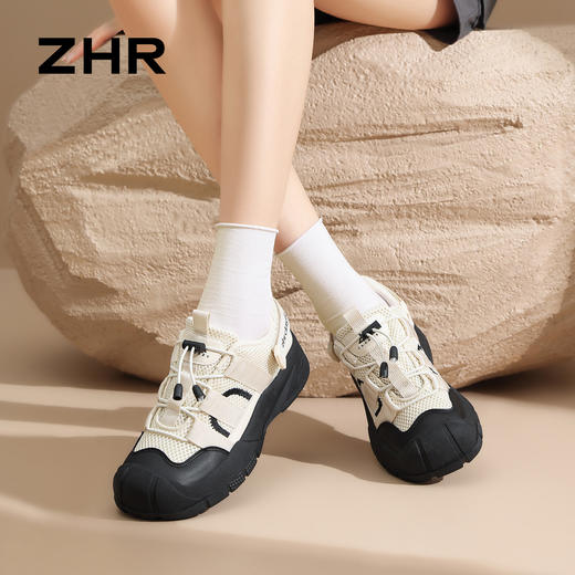 ZHR休闲鞋女款2025秋季度假穿搭户外登山透气软底徒步溯溪老爹鞋 商品图1