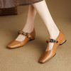 【预售5天】新款方头粗跟低跟单鞋女时尚浅口舒适一字扣带串珠玛丽珍鞋女NJMK&K1708 商品缩略图1