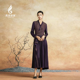 吉祥衣家新中式国风夏新款裙子气质修身显瘦女装时光清浅处连衣裙