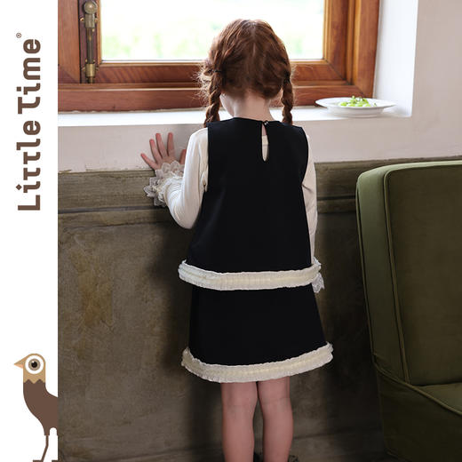 littletime女童套装2025秋新款儿童洋气cleanfit少女黑色背心半裙 商品图4
