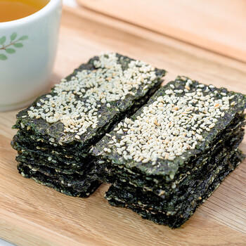 波力海苔脆片儿童休闲零食即食紫菜芝麻夹心脆罐装144克（约72包） /休闲食品 /海味零食 /海苔 商品图5