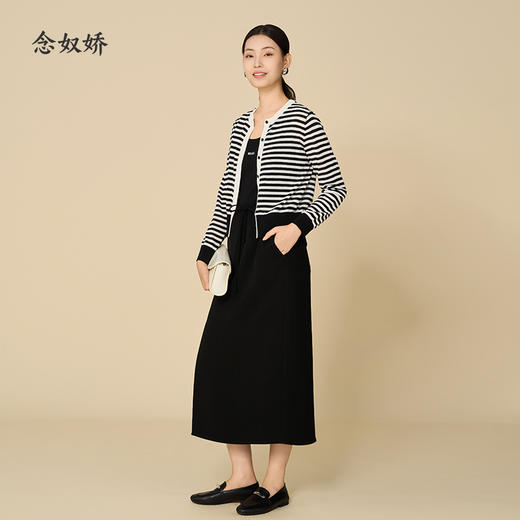 【商场同款】CNR5866 “氧气开衫” 棉麻混纺黑白条纹开衫 轻盈呼吸感 多季可穿 商品图6