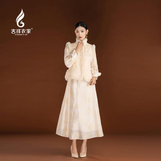 吉祥衣家新中式国风真丝软糯保暖高端气质女装上衣举杯邀明月马甲 商品图0