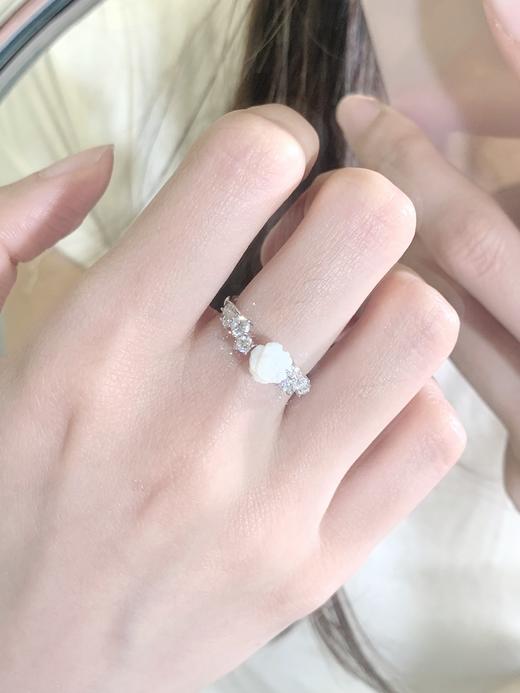 KADER 卡蒂罗 玫瑰之约情侣戒指 925银纯白花朵浪漫设计开口可调节一对 简约优雅约会配饰 礼盒520 商品图9