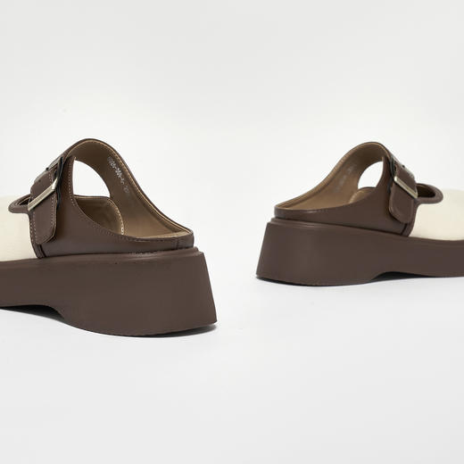 IEF/爱依服2025懒人拖夏季 复古时尚皮搭扣设计厚底增高半拖鞋309 商品图3