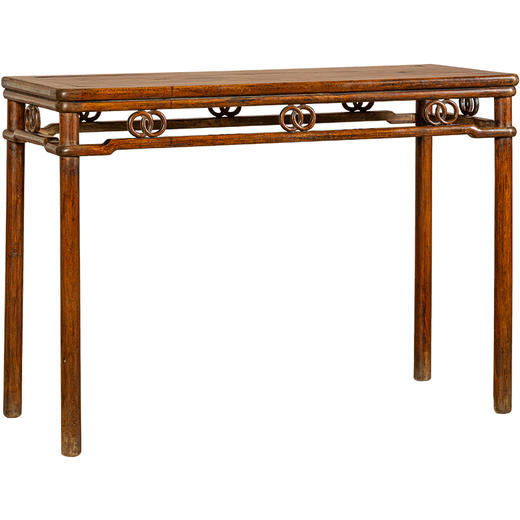 清	黄花梨圆包圆双圈卡子花条桌 商品图5