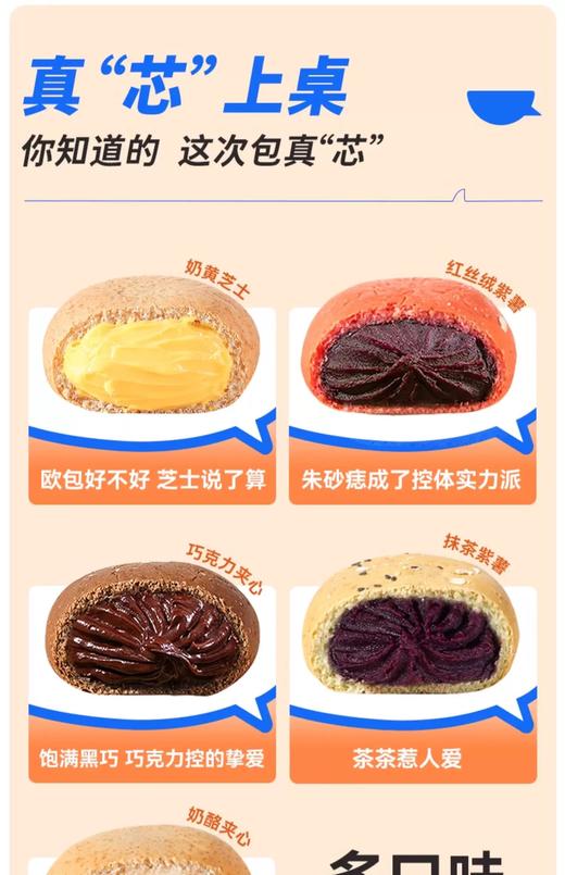 【17只，5种口味】鲨鱼菲特全麦夹心欧包850g 商品图1