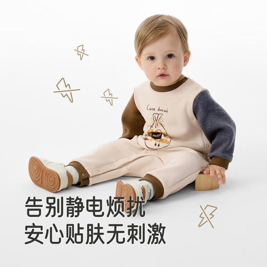 英氏婴儿衣服抗菌秋冬抗静电保暖男童女童连身衣新款冬季儿童衣服 商品图2