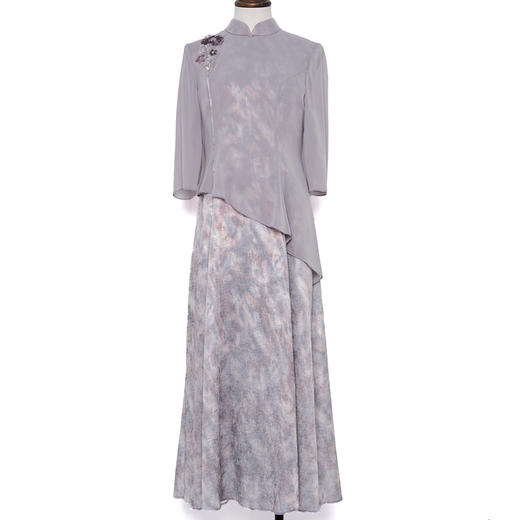 吉祥衣家新中式国风新款裙子气质修身显瘦女装银玥海棠连衣裙女夏 商品图0