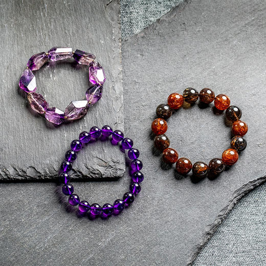 腕间藏星河超七水晶及九紫离火紫水晶手串天然原厂地 商品图0