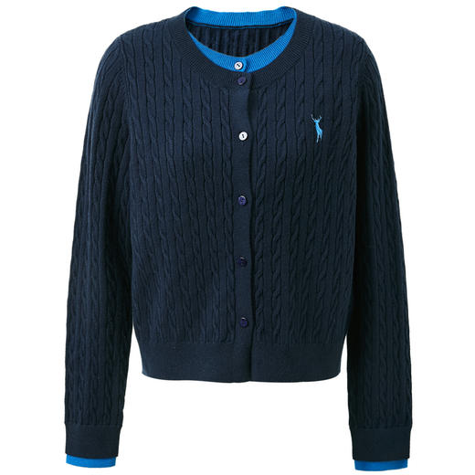 三彩2025冬季新款假两件绞花圆领针织衫刺绣毛衫M 商品图4