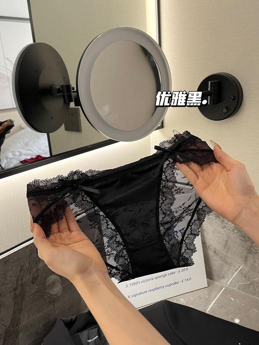 【蕾丝4条❗华尔缎面内裤】整个屁屁都被蕾丝包裹，性感撩人裸感chao舒服，轻薄透气，不扎不勒肤，少女低腰纯棉裆纯欲蝴蝶结三角裤短裤QQ 商品图5