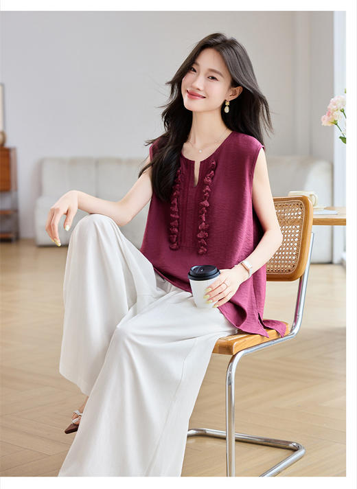 【预售3天】PY 休闲无袖上衣阔腿裤套装 &J8232 商品图1