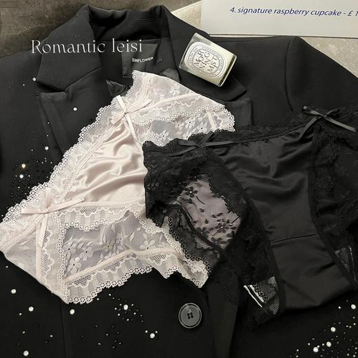 【蕾丝4条❗华尔缎面内裤】整个屁屁都被蕾丝包裹，性感撩人裸感chao舒服，轻薄透气，不扎不勒肤，少女低腰纯棉裆纯欲蝴蝶结三角裤短裤QQ 商品图1