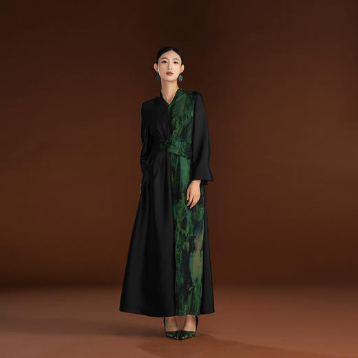 吉祥衣家新中式国风春夏新款桑蚕丝气质显瘦女芳洲杜若真丝连衣裙 商品图2