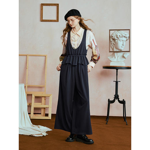 两三事 暮间嬉游 2025秋季新款时尚荷叶边拼接无袖连体裤女宽松 商品图2