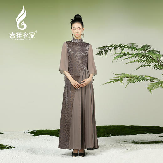 吉祥衣家新中式国风夏新款裙子气质显瘦修身女装彼美人兮连衣裙 商品图0