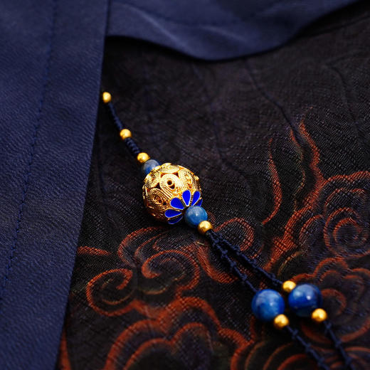 吉祥衣家新中式国风桑蚕丝裙子气质修身女装芷清幽兰连衣裙 商品图4