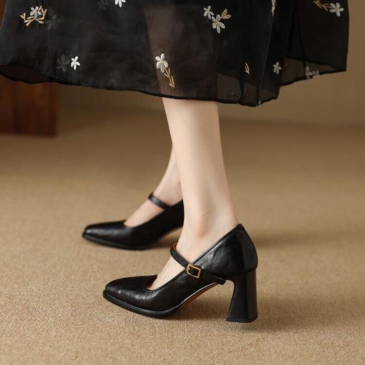 【预售5天】两种跟高~羊皮玛丽珍女鞋方头粗跟中跟低帮鞋复古浅口单鞋小皮鞋XH&F7321 商品图4