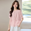 时尚圆领拼接网纱短袖衬衫，百搭气质百搭减龄上衣潮HR-MUZL8068 商品缩略图2