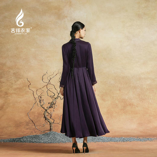 吉祥衣家新中式国风夏新款裙子气质修身显瘦女装时光清浅处连衣裙 商品图4