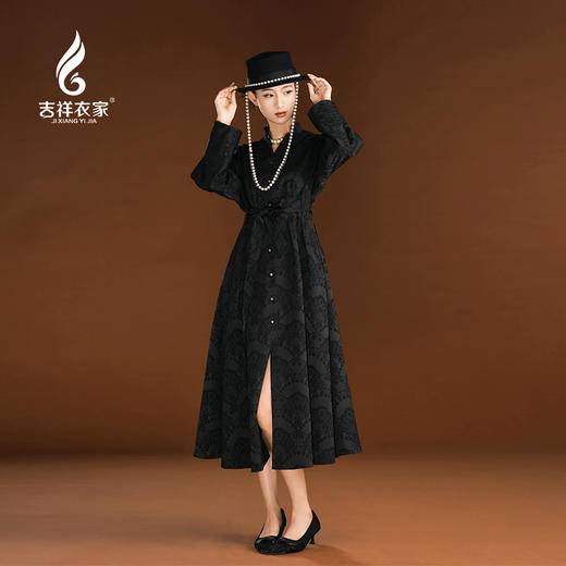 吉祥衣家新中式国风春夏新款裙子气质显瘦修身女装罗马假日连衣裙 商品图0