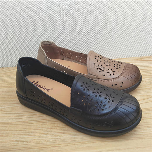 2024豪行夏季新款24294821真皮休闲打孔低跟女鞋凉鞋皮鞋 商品图1