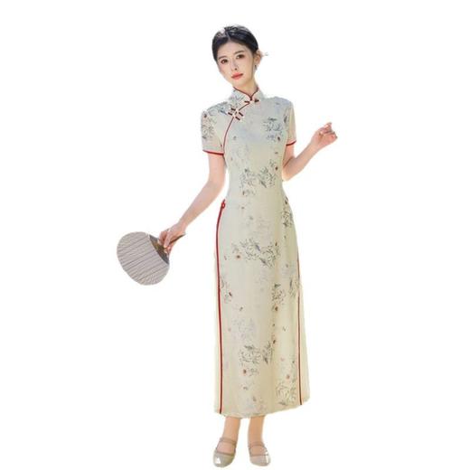SYK901233长款素雅改良新中式奥黛旗袍裙2025春夏新款年轻女士日常可穿奥黛 商品图4