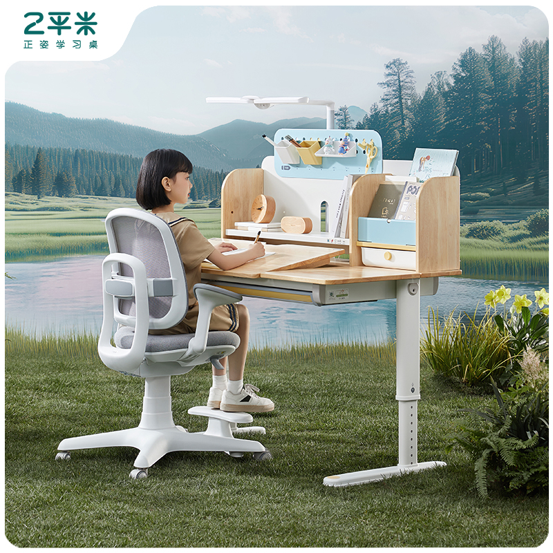 2平米正姿学习桌纯实木可升降进取4.1学习桌椅套装