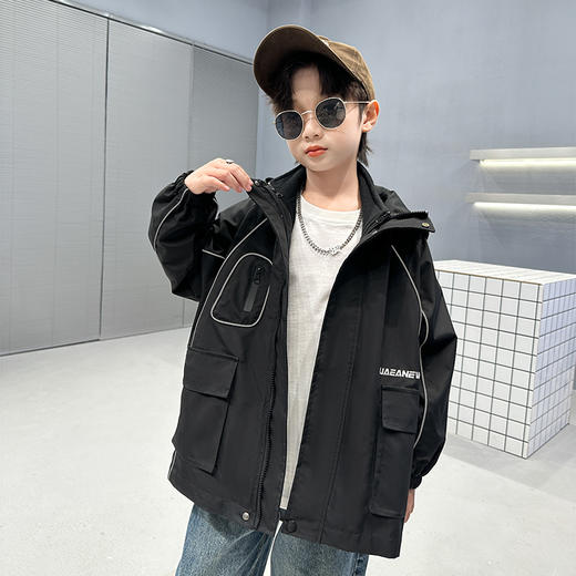 男童连帽外套2025春秋新款儿童大童风衣冲锋衣上衣男孩秋季衣服潮 商品图0