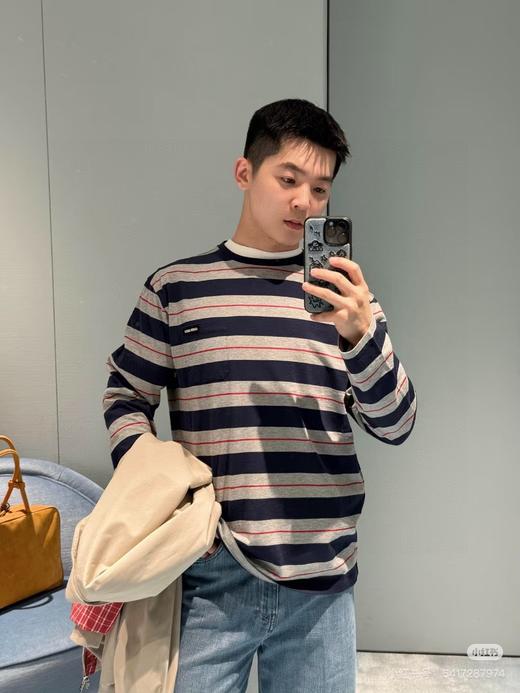 MM 25新款海报款条纹徽标圆领长袖T恤 Z-15550 商品图2