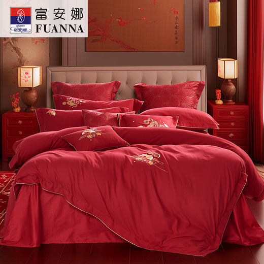 【富安娜】B座7F |婚庆床单四件/杏福满满 商品图0