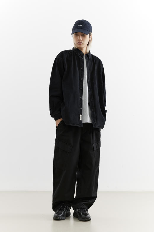 吃茶去chichaqu25全棉重磅洗水做旧长袖衬衫复古宽松街头休闲百搭 商品图2