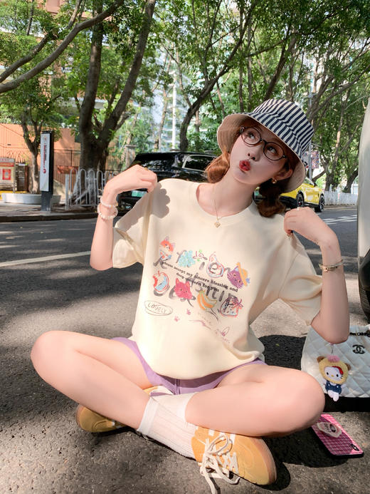 <曾小咸推荐>现货秒杀！卖完不补 ！微信打折价！韩系卡通印花宽松短袖 日常139.99 立减70 秒杀69.99！ 商品图11