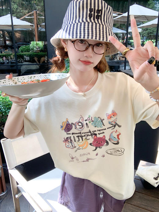 <曾小咸推荐>现货秒杀！卖完不补 ！微信打折价！韩系卡通印花宽松短袖 日常139.99 立减70 秒杀69.99！ 商品图12