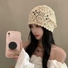 【拍照敲出片❗镂空手工毛线帽】甜美LOOK「范围感足足的」简约不单调，复古手工勾花风格，修饰脸型显脸小，怎么带都好看❗日系手工花朵编织包头帽，复古文艺透气堆堆帽L 商品缩略图2