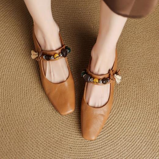 【预售5天】新品法式方头浅口一字带低粗跟单鞋秋季新款玛丽珍鞋K1708 商品图1