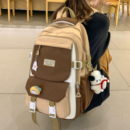 书包女校园风日系女生初中高中生大容量双肩包韩版大学生撞色背包 商品图0