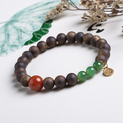 xy0506沉香+南红碧玉平安多财手串 商品图2