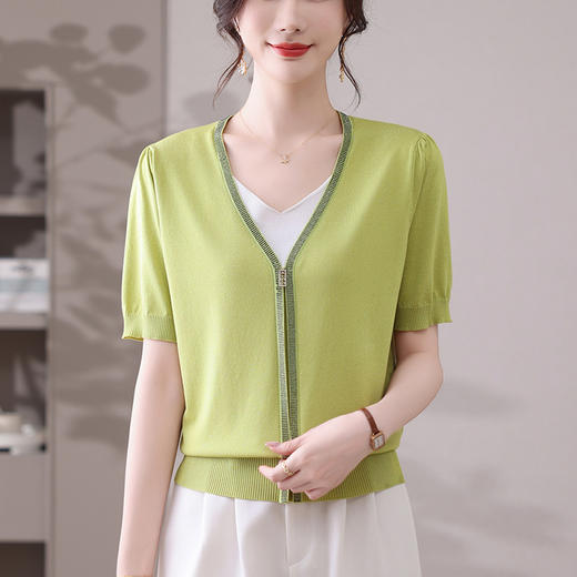 61-1390-148假两件拼接女装短袖tT恤漂亮好看高级感上衣别致撞色冰丝小衫 商品图1