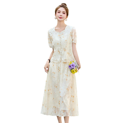 【预售3天】时髦减龄气质两件套夏季今年流行穿搭刺绣半裙套装XXL3111 商品图4