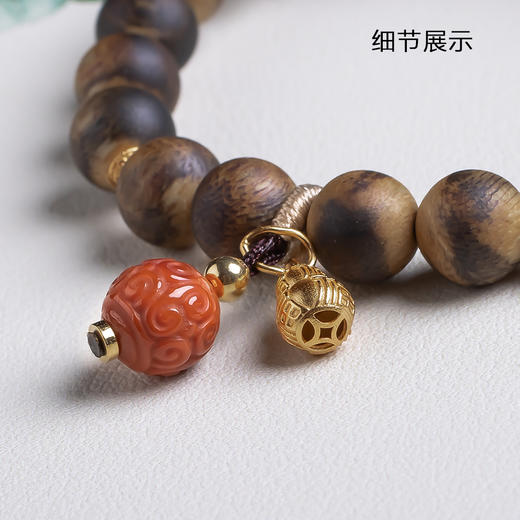 xy0509虎皮纹沉香+南红回纹珠手串 商品图4