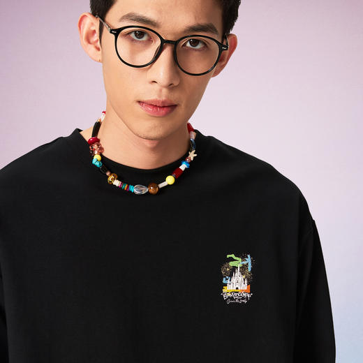 NPC潮牌100%棉城堡印花圆领长袖T恤光变男秋季宽松舒适NP57TL43 商品图2