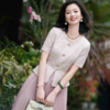 西子/香榭丽影醋酸亚麻假两件拼接贵气小香风连衣裙/CQTJ004 商品缩略图4