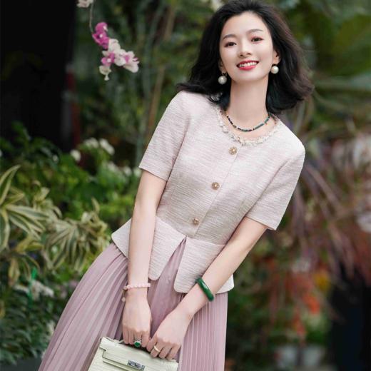 西子/香榭丽影醋酸亚麻假两件拼接贵气小香风连衣裙/CQTJ004 商品图4