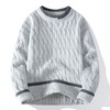 秋款上新！【经典款式，舒适有型！】男装秋冬新款 套头圆领镶色编织款长袖毛衣 男士保暖休闲针织衫-QB 商品缩略图1