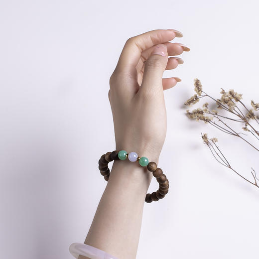 xy0508沉香+翡翠莲蓬小坠手串 商品图8